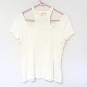Cream project social t urban outfitters ribbed stretchy cutout t shirt sz large